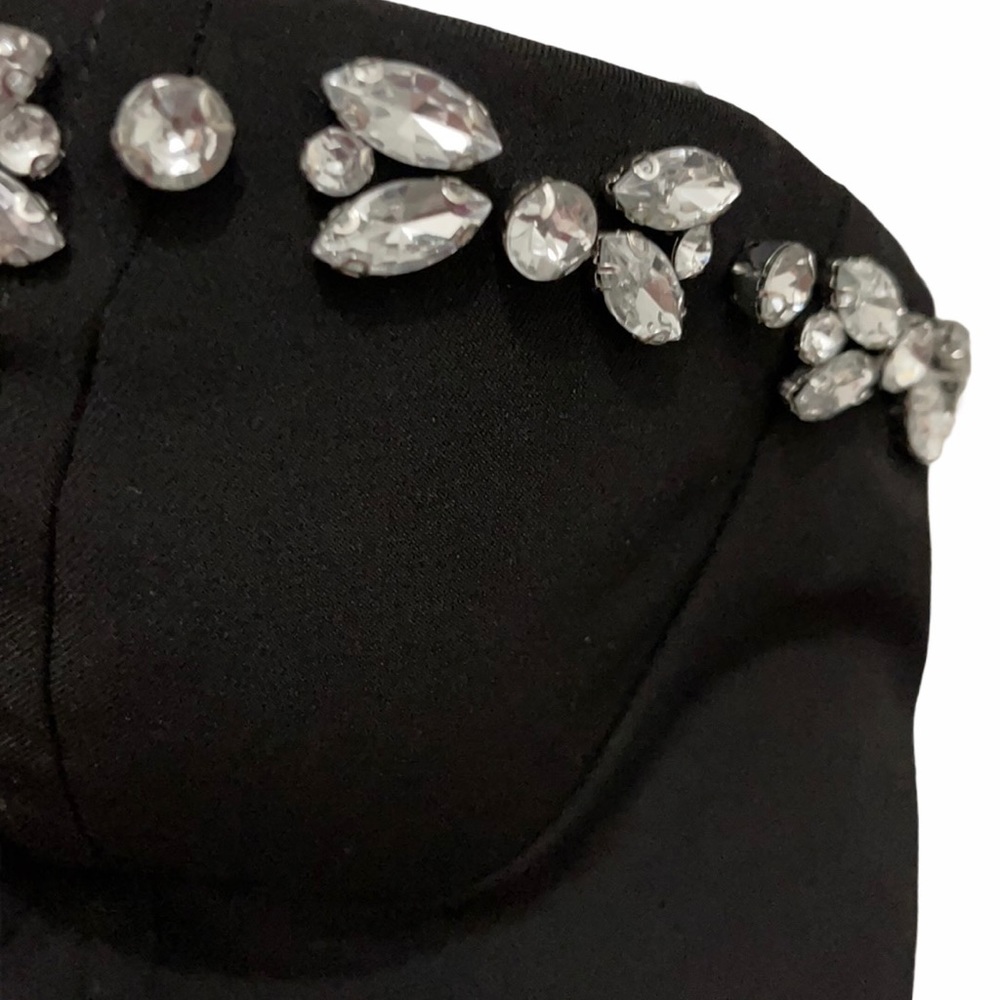 Black Rhinestone Bustier Bra - Picture 2 of 2